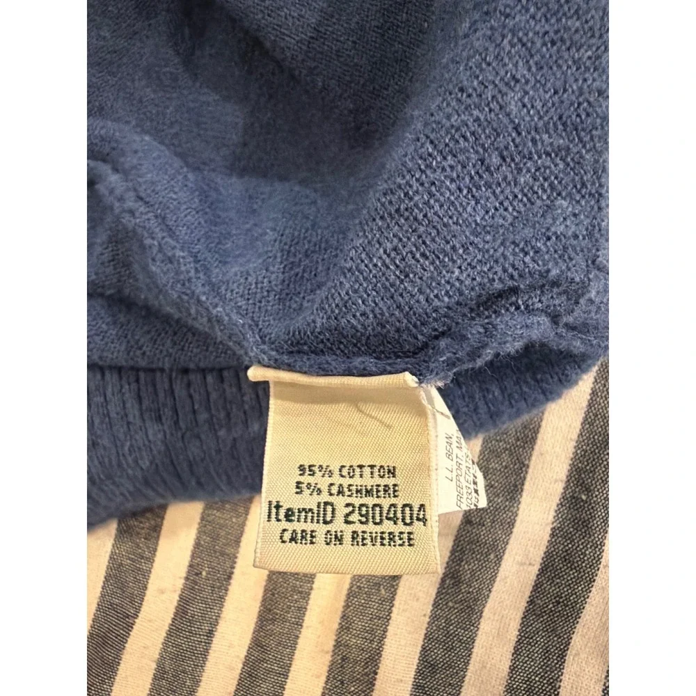 LL Bean Blue Cotton‎ Cashmere Blend Button Cardigan Sweater Large 290404
